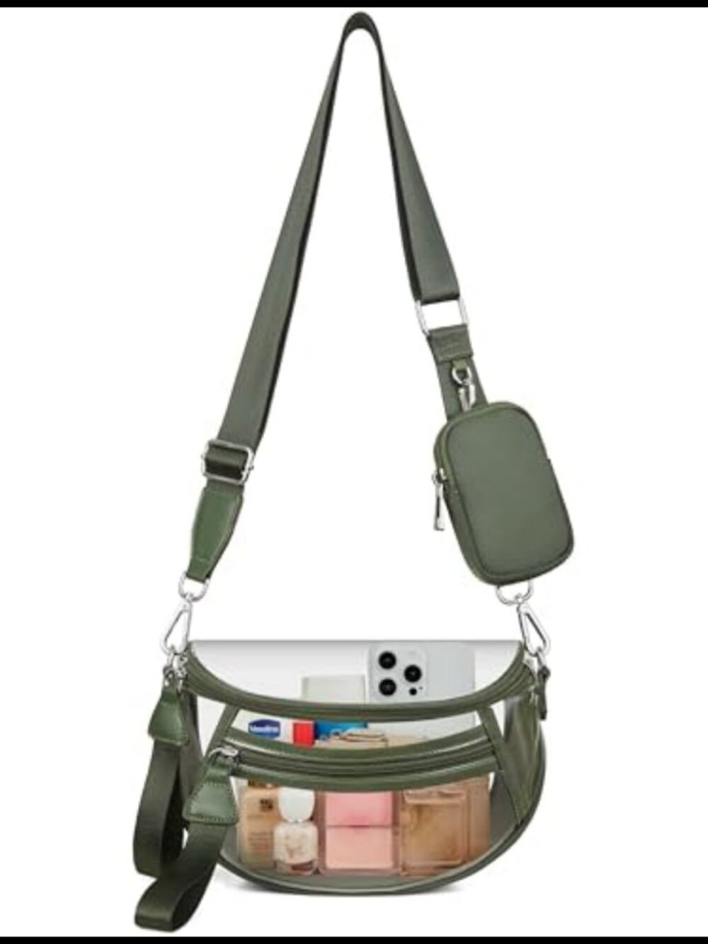 Clear Crossbody Bag Stadium Approved PVC RFID Pouch Checkered Sling